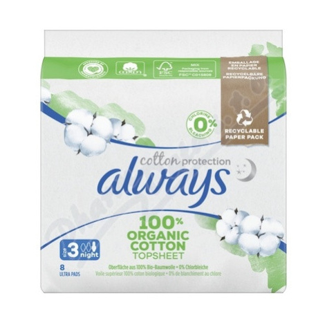 Always Cotton Prot.Ultra Night vložky vel.3 8ks