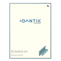 DANTIK rámeček 30 × 40, ALU profil 6030 Dýha barevný modrý pastel plexi čiré