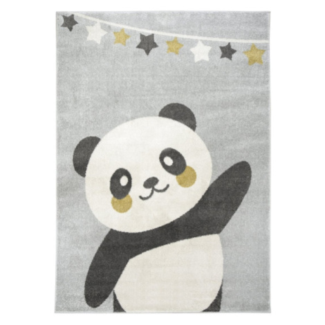 Dětský koberec Emily 5864A Panda šedý / žlutý