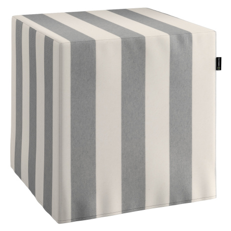 Dekoria Sedák Cube - kostka pevná 40x40x40, bílé a šedé svislé pruhy, 40 x 40 x 40 cm, Quadro, 1