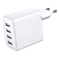 Swissten síťový adaptér 4x USB 4A 20W bílá