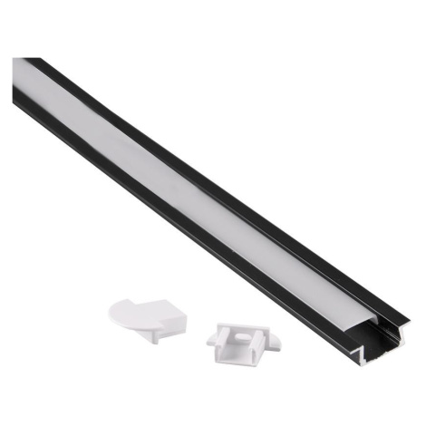 Podomítkový hliníkový profil pro LED pásky, délka 1 m, barva: černá POLUX