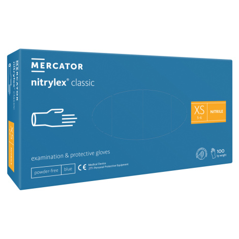 NITRYLEX CLASSIC - Nitrilové rukavice (bez pudru) modré, nesterilní - 100 ks, L MERCATOR MEDICAL