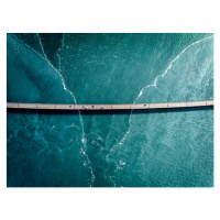 Fotografie Driving on a bridge over deep blue water, HRAUN, 40 × 30 cm