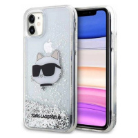 Pouzdro Karl Lagerfeld Glitter Choupette Head Pro Iphone 11 Xr Stříbrné