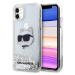 Pouzdro Karl Lagerfeld Glitter Choupette Head Pro Iphone 11 Xr Stříbrné