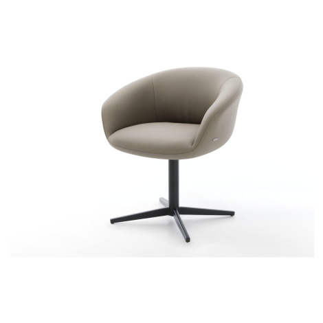 DELIFE Jídelní židle Vinka-Flex s područkami pravá kůže tmavě béžová černá kovová podnož 360° ot