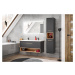 Koupelnový nábytek Birke sestava C, artisan/šedá + umyvadlo + zrcadlo LED