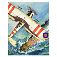 English School, - Obrazová reprodukce Unidentified bi-plane flying over an aircraft carrier, (30