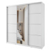 Šatní skříň NEJBY BARNABA 200 cm s posuvnými dveřmi, zrcadlem, 4 šuplíky a 2 šatními tyčemi, bíl