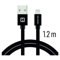 Datový kabel Swissten Textile USB / Lightning 1,2 M, black
