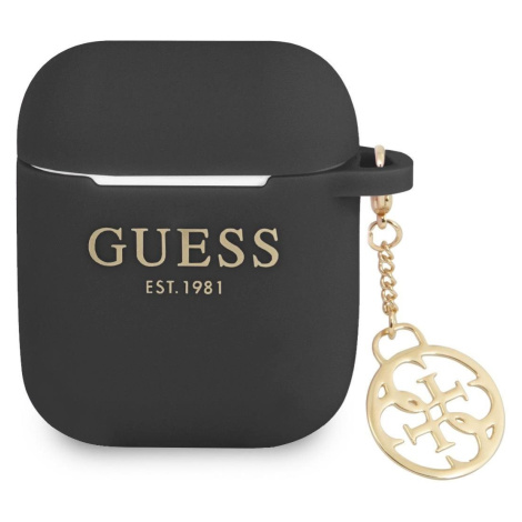 Guess 4G Charms Silikonové Pouzdro pro Apple Airpods 1/2 Black