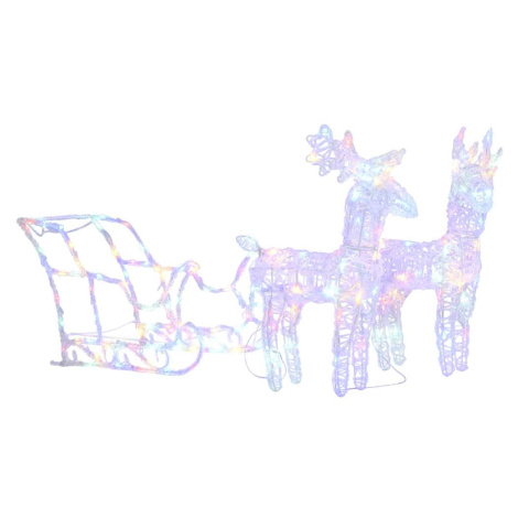 vidaXL Vánoční sobi se sáněmi 160 LED diod 130 cm akryl