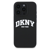 Zadní kryt DKNY Liquid Silicone Arch Logo MagSafe pro Apple iPhone 16 Pro, černá