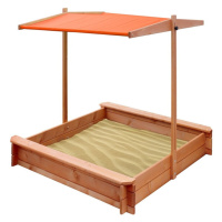 NEW BABY - Dětské dřevěné pískoviště se stříškou 120x120 cm oranžové