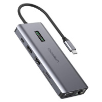 12v1 Choetech HUB-M26 USB-C na USB-C+ USB-A+ HDMI+ VGA+ AUX+ SD+ TF adaptér (šedý)