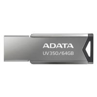 ADATA Flash Disk 64GB UV350, USB 3.2 Dash Drive, tmavě stříbrná textura kov