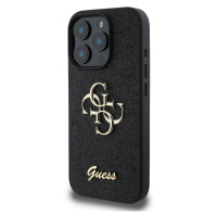 Zadní kryt Guess PU Fixed Glitter 4G Metal Logo pro Apple iPhone 16 Pro Max, černá