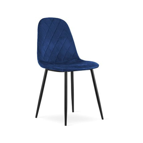 TEXTILOMANIE Modrá sametová židle Asti s černými nohami