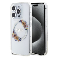 Guess PC/TPU Flowers Ring Glossy Logo MagSafe kryt iPhone 15 Pro Max čirý