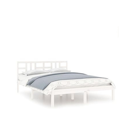 Rám postele bílý masivní dřevo 200 × 200 cm, 3105426 SHUMEE