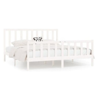 Rám postele bílý masivní dřevo 200 × 200 cm, 3106854