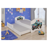 Dětská postel s obrázky - čelo Pepe II Rozměr: 160 x 80 cm, Obrázek: Policejní auto