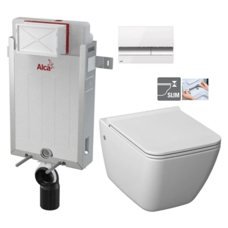 ALCADRAIN Renovmodul předstěnový instalační systém s bílým/ chrom tlačítkem M1720-1 + WC JIKA PU