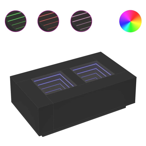 vidaXL Konferenční stolek s Infinity LED černý 116 x 69 x 40 cm