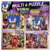 Puzzle Multi 4 Sonic Prime Educa 50-80-100-150 dílků svítící od 5 let