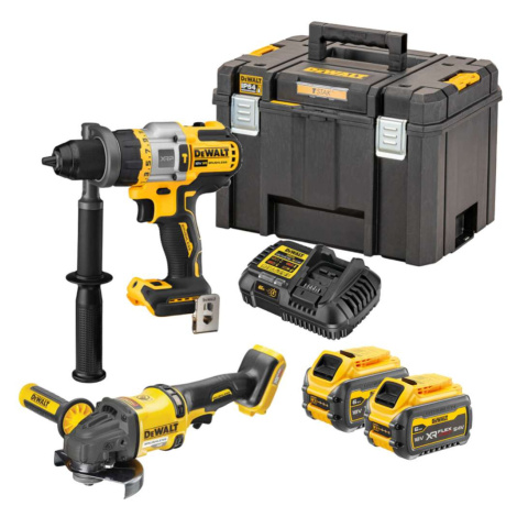 DeWALT Nářadí - 18V AKU sada příklepové vrtačky a úhlové brusky 125 mm, 2x aku 6,0/2,0 Ah FLEXVO