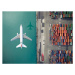 Ilustrace Airplane flying over container port, Orbon Alija, 40 × 30 cm