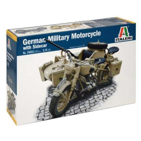 Model Kit military 7403 - German Military Motorcycle with Sidecar (1:9) Italeri