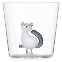 Ichendorf Milano designové sklenice na vodu Tabby Cat Tumbler White Cat with Smoke Tail