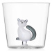 Ichendorf Milano designové sklenice na vodu Tabby Cat Tumbler White Cat with Smoke Tail