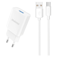 Dudao A4EU USB-A 2,1A síťová nabíječka - bílá + kabel USB-A - USB-C