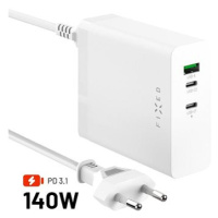 FIXED Charging Station s 2xUSB-C a USB výstupem podpora PD 3.1 140W bílá