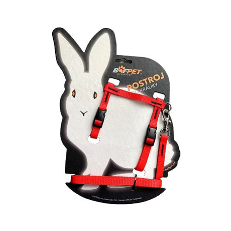 Bafpet Set pro králíka - kšíry + vodítko, Červená, 10mm × 120cm, 10mm × OK 19-26, OH 24-37cm, 20
