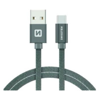 Swissten datový kabel Textile USB / USB-C 1.2m šedý