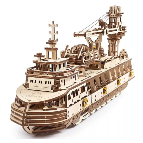 Ugears 3D dřevěné mechanické puzzle Výzkumná loď