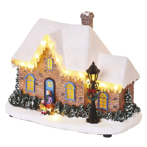 LED vánoční domek, 20,5 cm, 3x AA, vnitřní, teplá bílá EMOS