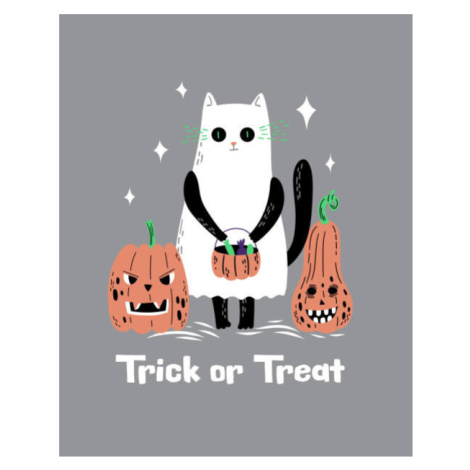 Plakát, Obraz - Funny cartoon black cat in ghost's, Elena Bondarenko, 30 × 40 cm