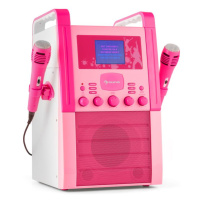 Auna KA8P-V2 PK, růžová, karaoke systém s CD přehrávačem, AUX, 2 mikrofony
