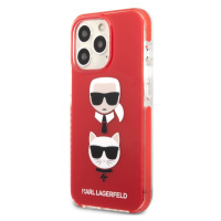 Kryt Karl Lagerfeld TPE Karl and Choupette Head pro iPhone 13 Pro Max - červený