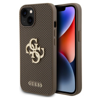 Guess PU Perforated 4G Glitter Metal Logo kryt iPhone 15 béžový
