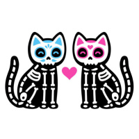 Ilustrace Black skeleton cats couple with Mexican, Sudowoodo, 40 × 26.7 cm