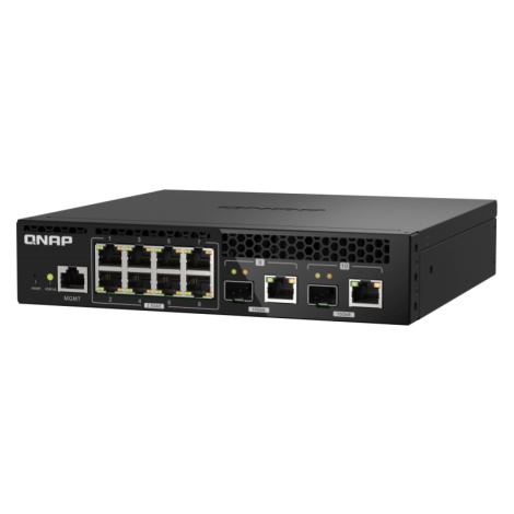 QNAP řízený switch QSW-M2108R-2C (8x 2,5GbE RJ45 a 2x kombo 10GbE SFP+/RJ-45, malá šířka)