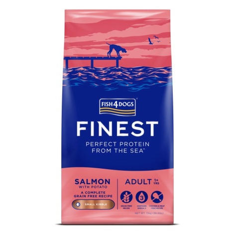 Fish4Dogs Granule malé pro dospělé psy Finest losos s bramborami 12 kg, 1+