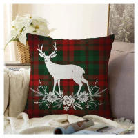 Vánoční žinylkový povlak na polštář Minimalist Cushion Covers Tartan Merry Christmas, 55 x 55 cm