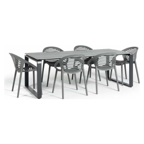 Zahradní jídelní set pro 6 osob s šedou židlí Joanna a stolem Strong, 210 x 100 cm Bonami